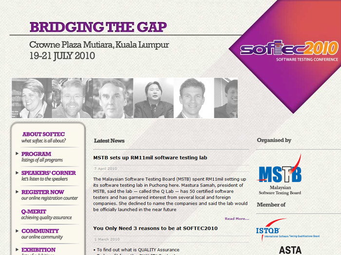 Softech 2010 Event Website